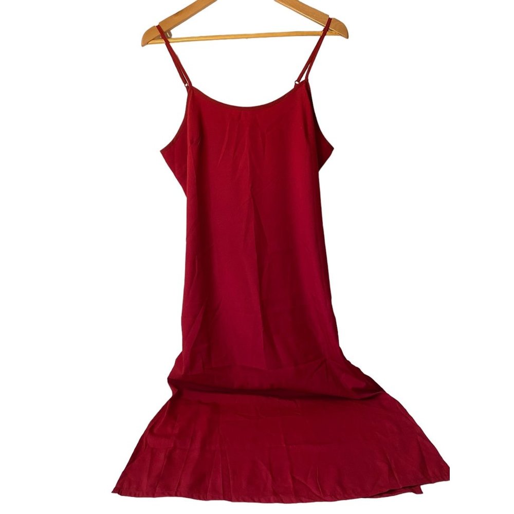 Sundance maxi red slip‎ dress sleeveless side slits spaghetti straps fairy P12